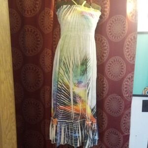 Multicolor Strapless Maxi Dress